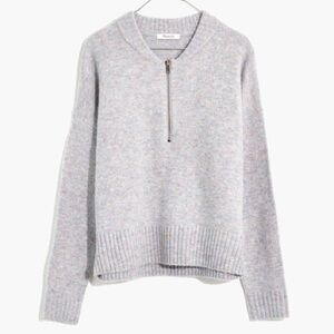 Madewell York Half-Zip Pullover Sweater - Heather Sky Gray - XL